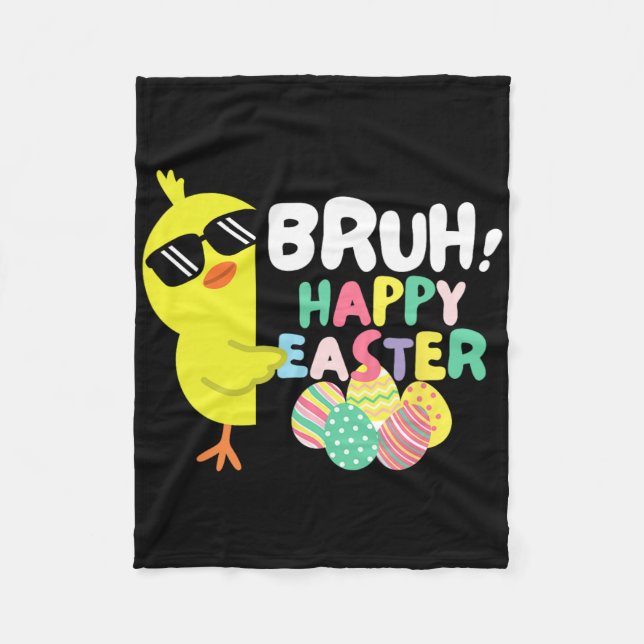 Bruh Funny Glad påsk Clroom Teacher School Squa Fleecefilt (Framsidan)
