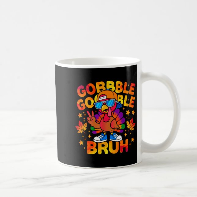 Bruh Funny Thanksgiving Turkey Gobble Outfit Boys  Kaffemugg (Höger)