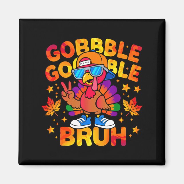 Bruh Funny Thanksgiving Turkey Gobble Outfit Boys  Magnet (Framsidan)