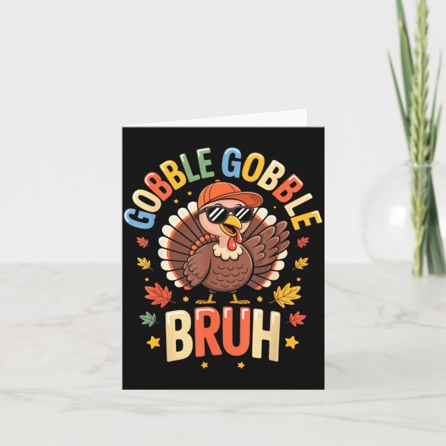 Bruh Funny Thanksgiving Turkey Gobble Shirt Boys G Kort (Framsida)