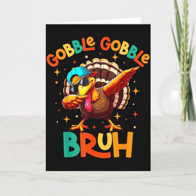 Bruh Funny Thanksgiving Turkey Gobble Shirt Boys G Kort (Framsida)