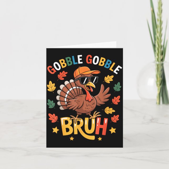 Bruh Funny Thanksgiving Turkey Gobble Shirt Boys G Kort (Framsida)