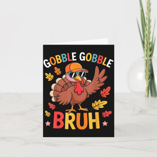 Bruh Funny Thanksgiving Turkey Gobble Shirt Boys G Kort (Framsida)