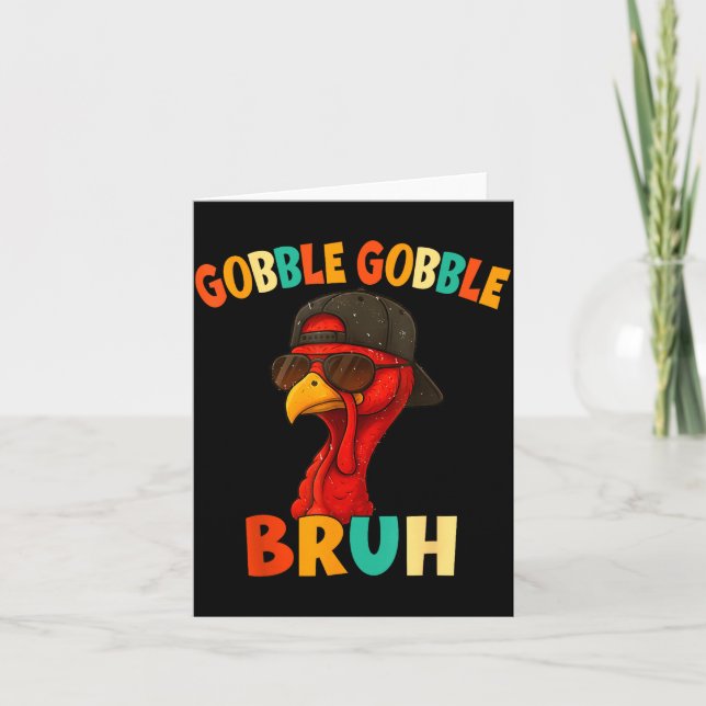 Bruh Funny Thanksgiving Turkey Gobble Shirt Boys G Kort (Framsida)