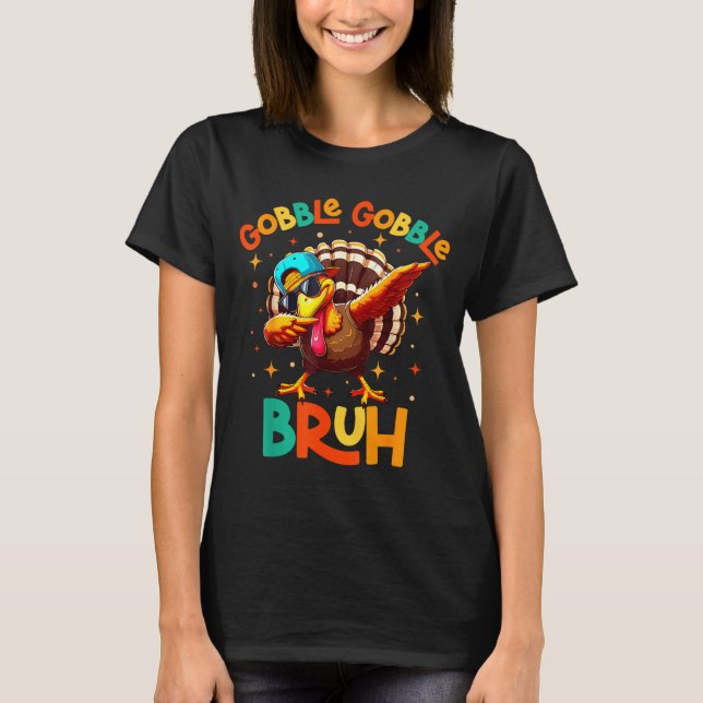 Bruh Funny Thanksgiving Turkey Gobble Shirt Boys G T Shirt (Framsida)
