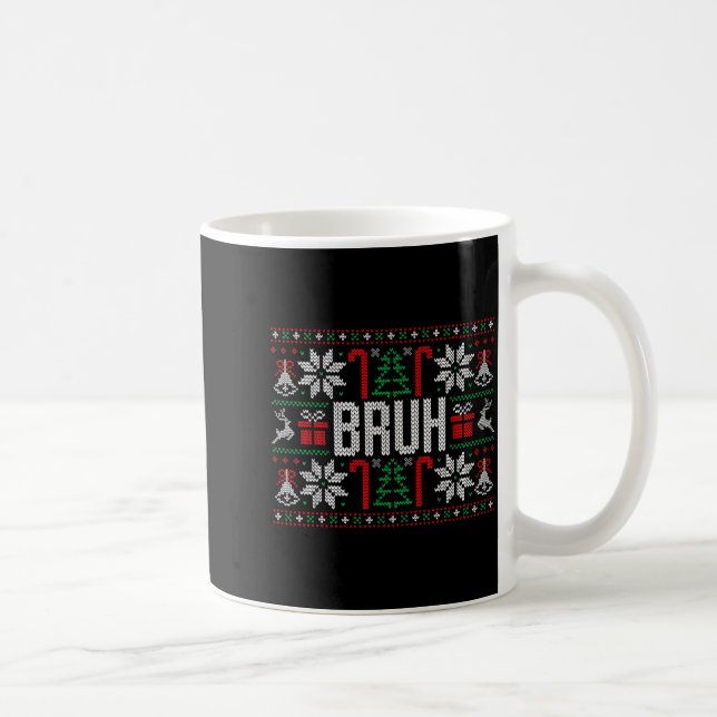 Bruh Funny Ugly Christmas Teens Boys Kids Xmas Paj Kaffemugg (Höger)