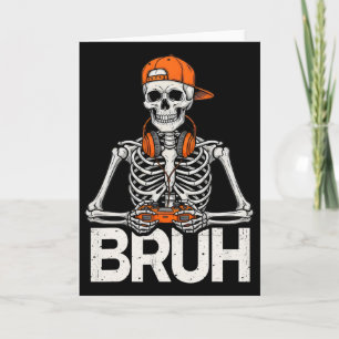 Bruh Gamer Skelett Halloween Video Game Kontroll Kort