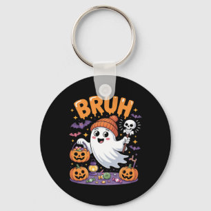 Bruh Ghost Halloween Candy Cute Ghost Kids Nyckelring