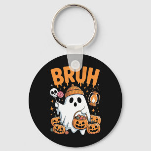 Bruh Ghost Halloween Cute Ghost Bus eller godis Ki Nyckelring