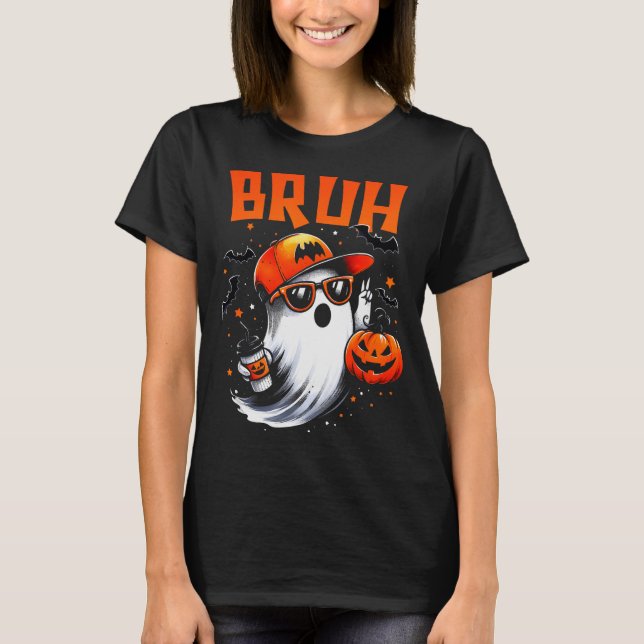 Bruh Ghost Halloween Cute Ghost Trick Or Treat Can T Shirt (Framsida)