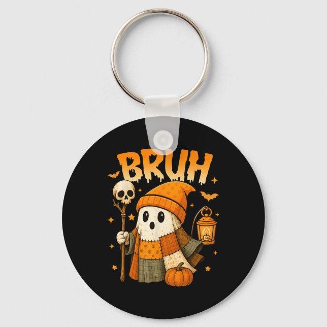 Bruh Ghost Halloween Cute Platwork Ghost Trick ell Nyckelring (Framsida)