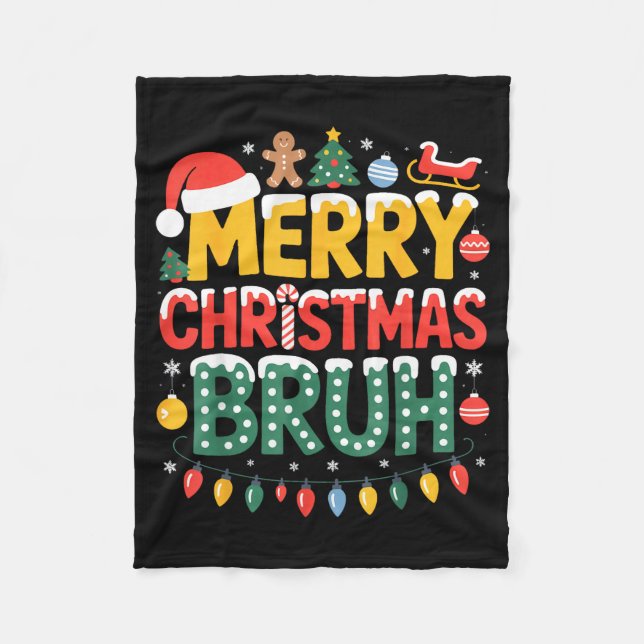 Bruh God Jul Santa Hatt Fula Tröja Tema  Fleecefilt (Framsidan)