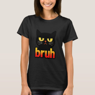 Bruh Grumpy Svart Katt Rolig Retro Minimal T Shirt