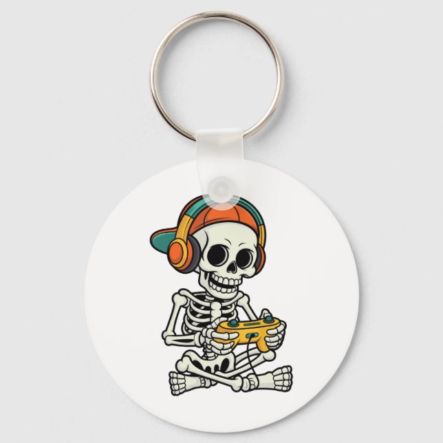 Bruh Halloween Boys Kids Gamer Manar Skeleton Vide Nyckelring (Framsida)