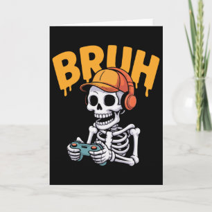Bruh Halloween Pojkar Barn Gamer Män Skelett Video Kort