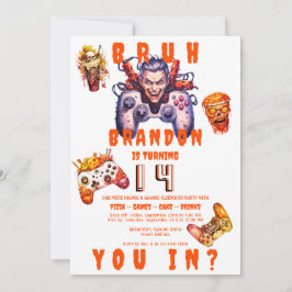 BRUH Halloween Tonåring Birthday Video Game Sleepo Inbjudningar