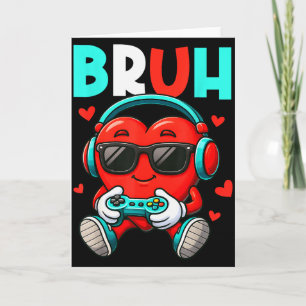 Bruh Heart Gamer Video Spelkontroll Valentine Kort