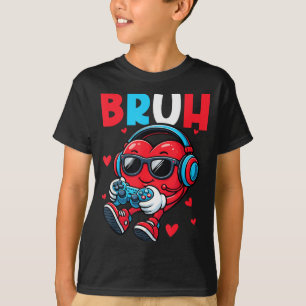 Bruh Heart Gamer Video Spelkontroll Valentine T Shirt