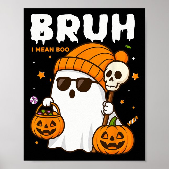 Bruh I Elak Boo Bus eller godis Halloween Ghost Bo Poster (Framsidan)