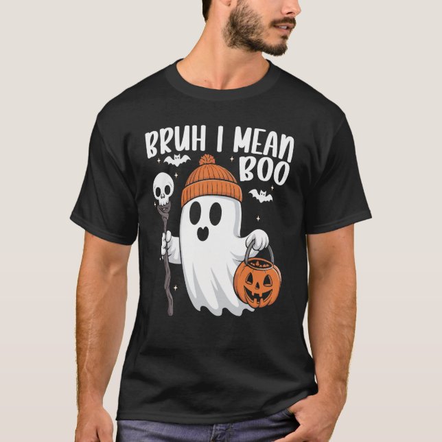 Bruh I Elak Boo Funny Ghost Halloween Retro Design T Shirt (Framsida)