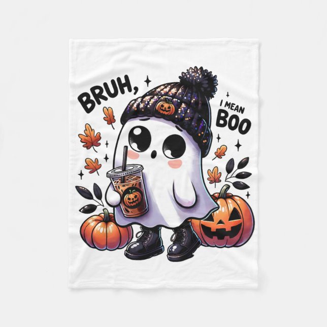 Bruh I Elak Boo Funny Ghost Jack o lantern Coffee Fleecefilt (Framsidan)