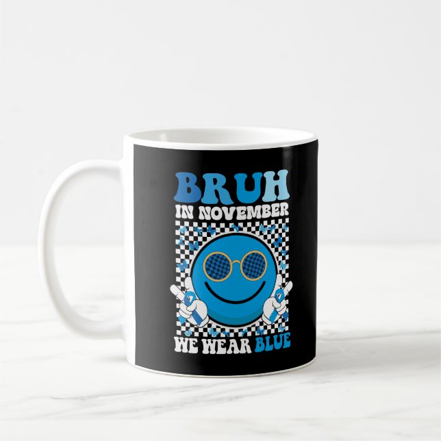 Bruh i november Bära Blue Diabetes Awareness Kaffemugg (Vänster)