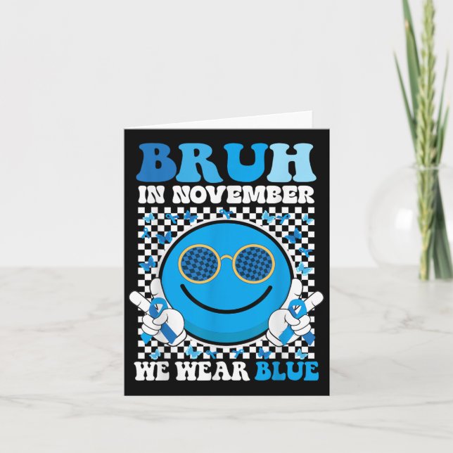 Bruh i november Bära Blue Diabetes Awareness S Kort (Framsida)