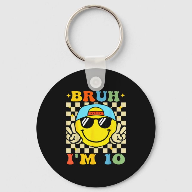 Bruh I'm 10 Years Old Blue Birthday Boys 10th Birt Nyckelring (Framsida)