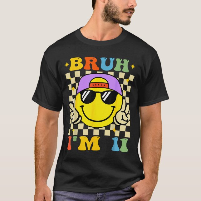 Bruh I'm 11 Years Old Purple Birthday Boys 11th Bi T Shirt (Framsida)