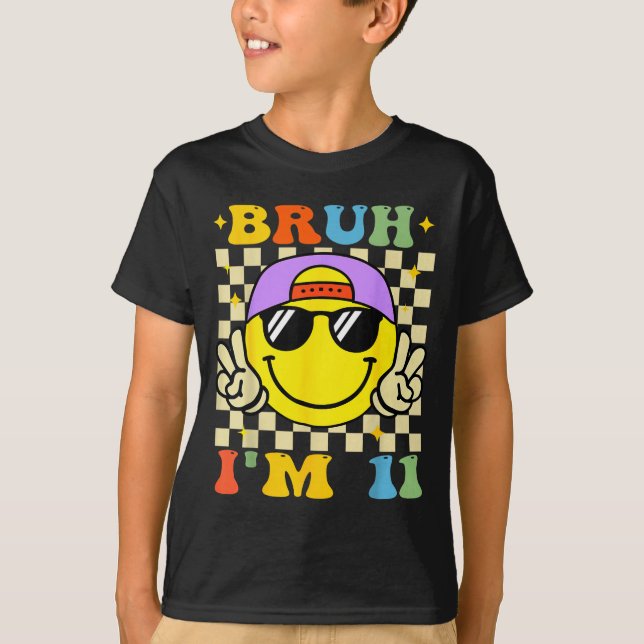 Bruh I'm 11 Years Old Purple Birthday Boys 11th Bi T Shirt (Framsida)