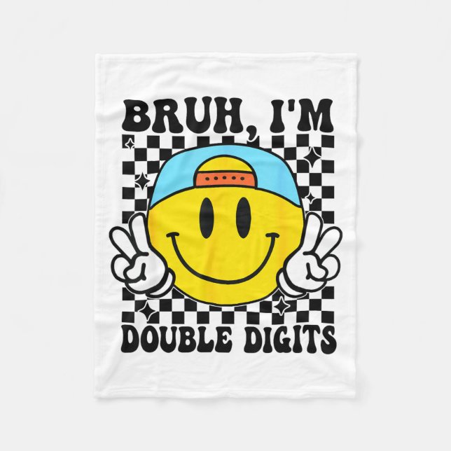 Bruh I'm Double Digits 10 Year Old Boy Birthday 10 Fleecefilt (Framsidan)