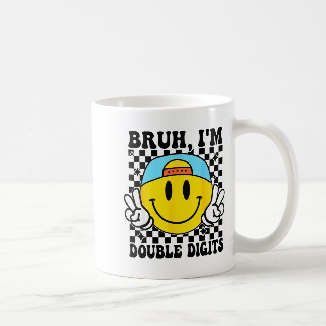 Bruh I'm Double Digits 10 Year Old Boy Birthday 10 Kaffemugg (Höger)