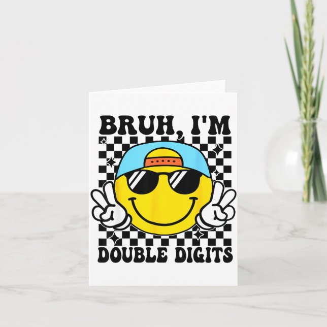 Bruh I'm Double Digits 10 Year Old Boy Birthday 10 Kort (Framsida)