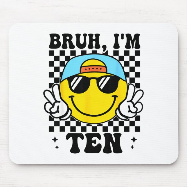 Bruh I'm Ten 10 10th Birthday Groovy Boys Girls 10 Musmatta (Framsidan)