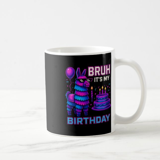 Bruh It’s My Birthday Funny Llama Pinata Bday Boy  Kaffemugg (Höger)