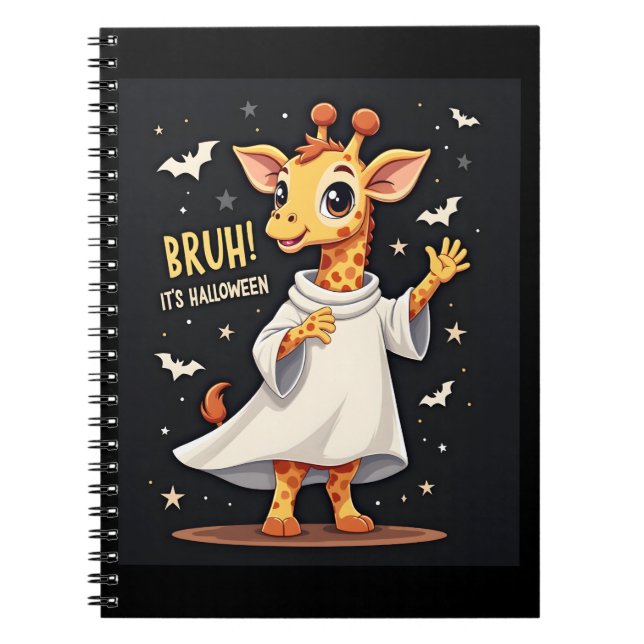 Bruh its Halloween Funny Dabbing Ghost Giraffe Lon Anteckningsbok (Framsidan)