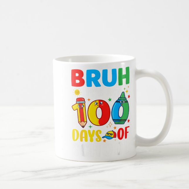 Bruh It's My 100 Days Of School Funny Boy 100th Da Kaffemugg (Höger)