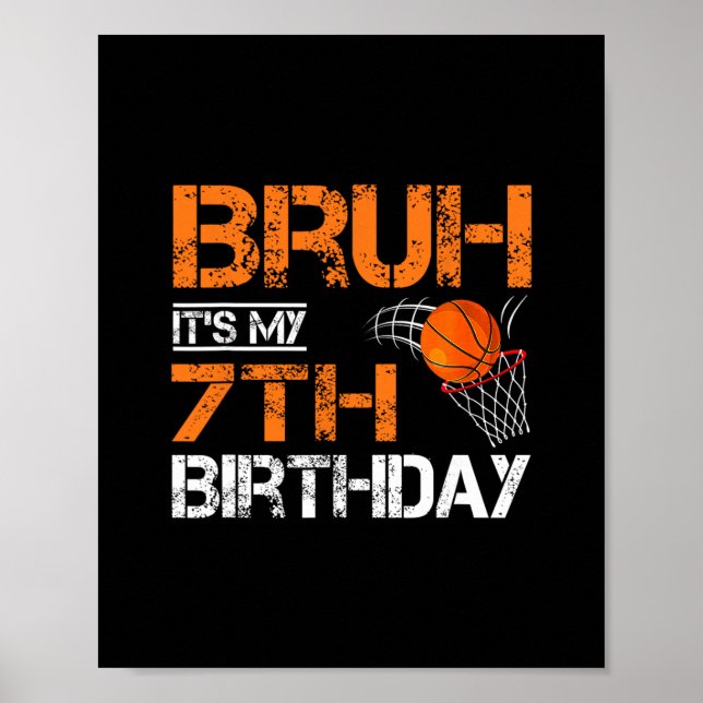 Bruh It's My 7th Birthday Sketll 7 Year Old Player Poster (Framsidan)