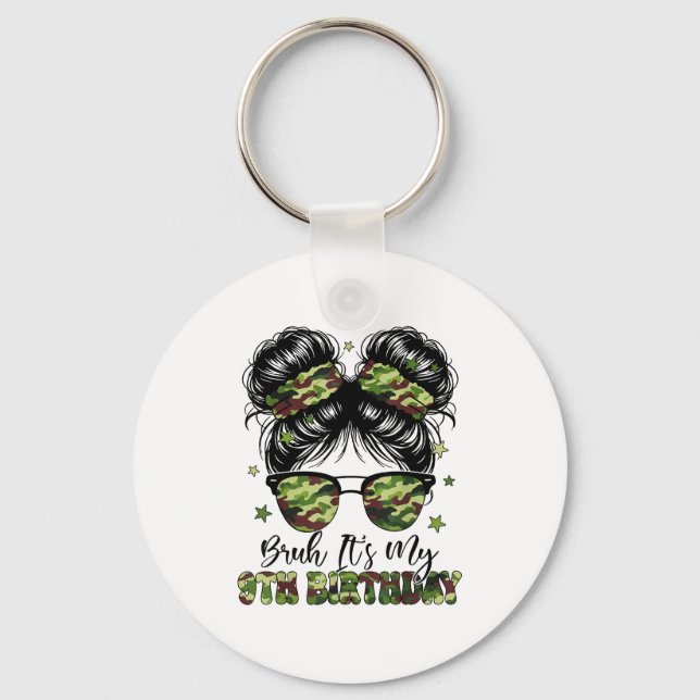 Bruh Its My 9th Birthday Girl Camo Nine Years Old  Nyckelring (Framsida)