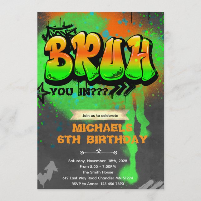 Bruh It's My Birthday Invitation Inbjudningar (Framsida)