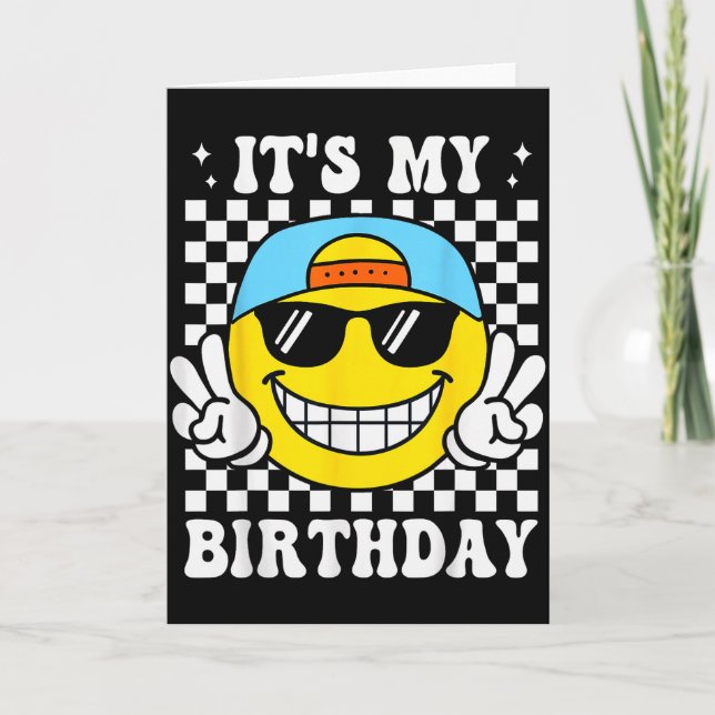 Bruh It's My Birthday Peace Sign Smile Birthday Fo Kort (Framsida)