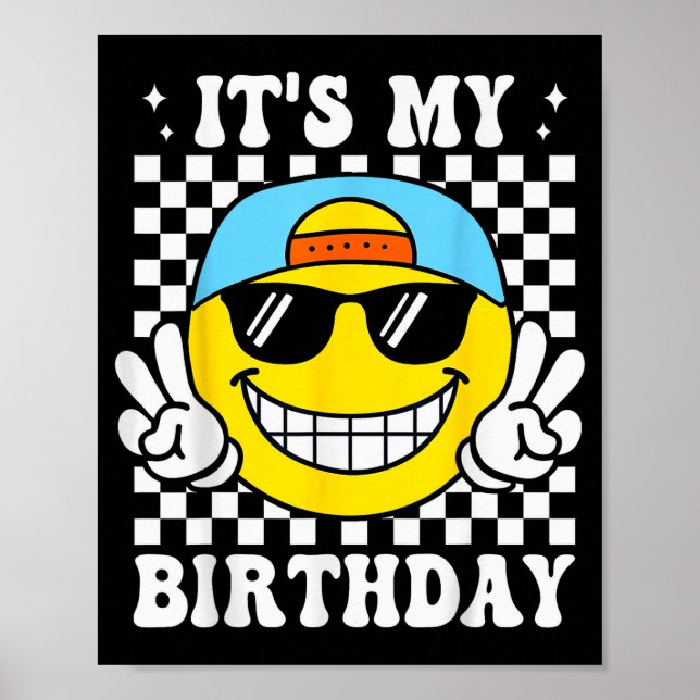 Bruh It's My Birthday Peace Sign Smile Birthday Fo Poster (Framsidan)