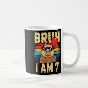 Bruh jag är 7 Capybara Kids 7-årsdag Retro solnedg Kaffemugg