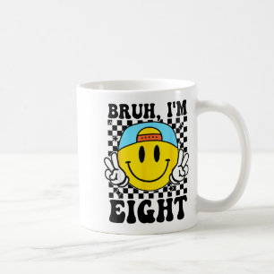 Bruh jag är åtta 8 8-års födelsedag Groovy pojkar Kaffemugg
