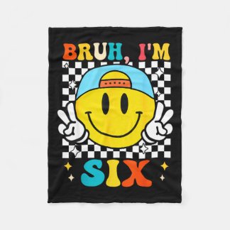 Bruh jag är sex 6 6:e födelsedag Groovy pojkar fli Fleecefilt