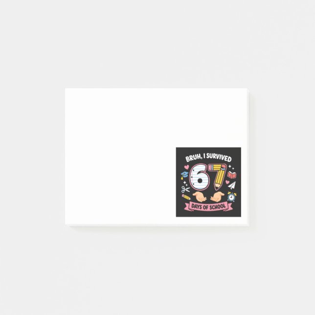 Bruh jag överlevde 67 dagar i skolan post-it block (Framsida)