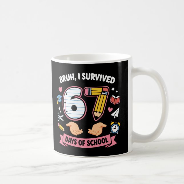 Bruh jag överlevde 67 skoldagar kaffemugg (Höger)