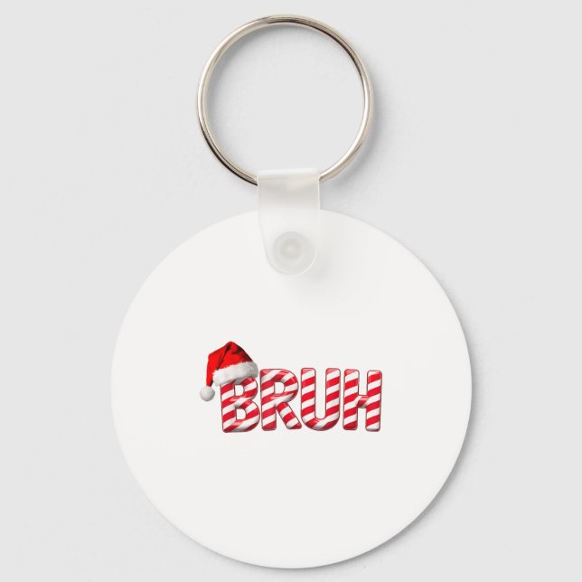 Bruh Jul Candy cane för Tonåring pojkar Funny Jula Nyckelring (Framsida)