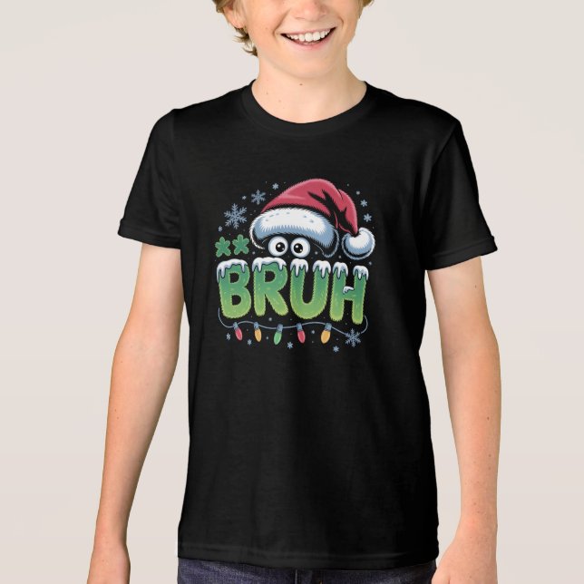 Bruh Jul Funny Meme Santa Hat Boys Kids T Shirt (Framsida)