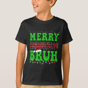 Bruh jul röd rutig tonårspojkar barn jul pyjamas t shirt